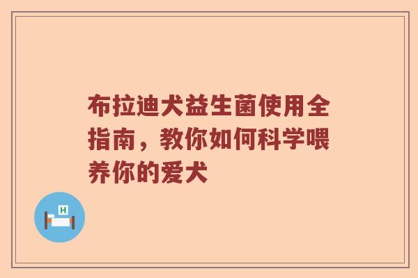 布拉迪犬益生菌使用全指南，教你如何科学喂养你的爱犬