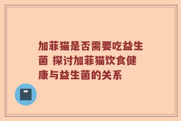加菲猫是否需要吃益生菌 探讨加菲猫饮食健康与益生菌的关系