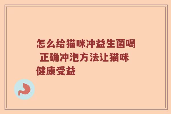 怎么给猫咪冲益生菌喝 正确冲泡方法让猫咪健康受益