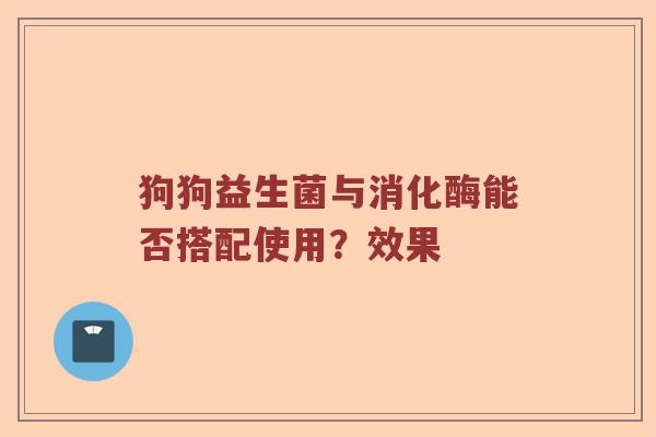 狗狗益生菌与消化酶能否搭配使用？效果