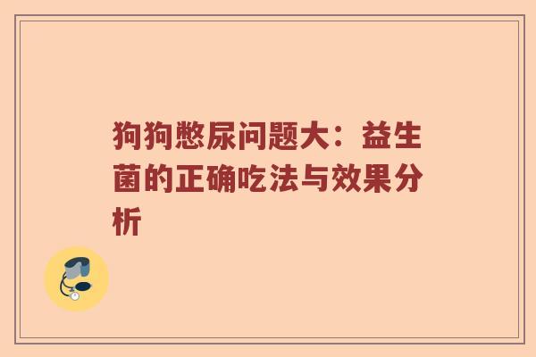 狗狗憋尿问题大：益生菌的正确吃法与效果分析