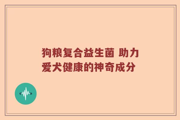狗粮复合益生菌 助力爱犬健康的神奇成分