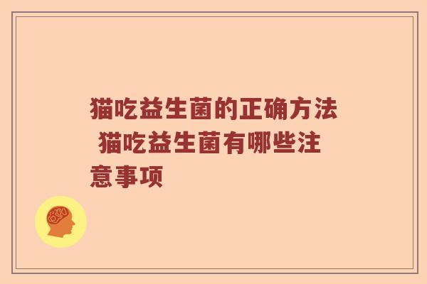 猫吃益生菌的正确方法 猫吃益生菌有哪些注意事项