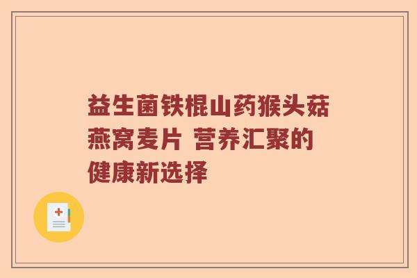 益生菌铁棍山药猴头菇燕窝麦片 营养汇聚的健康新选择
