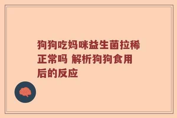 狗狗吃妈咪益生菌拉稀正常吗 解析狗狗食用后的反应