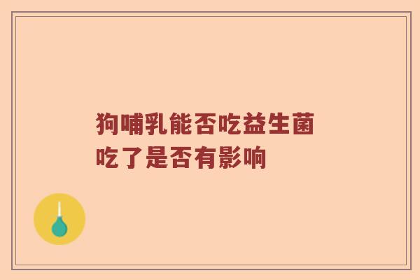 狗哺乳能否吃益生菌 吃了是否有影响
