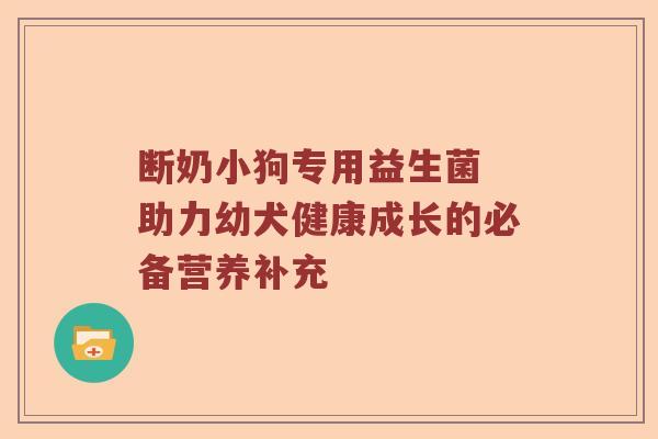 断奶小狗专用益生菌 助力幼犬健康成长的必备营养补充