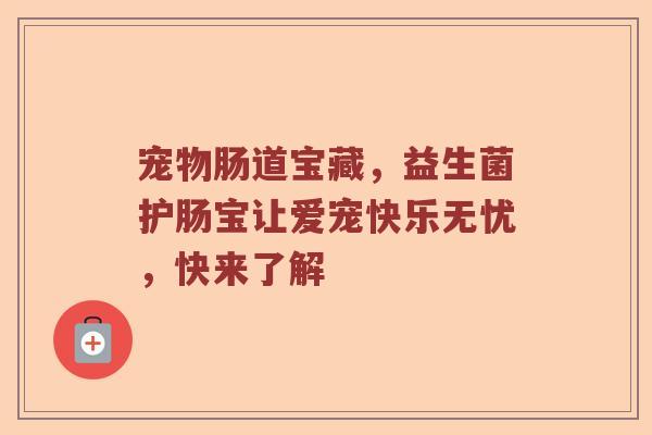 宠物肠道宝藏，益生菌护肠宝让爱宠快乐无忧，快来了解