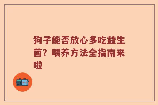 狗子能否放心多吃益生菌？喂养方法全指南来啦