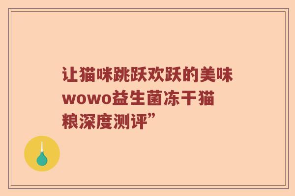 让猫咪跳跃欢跃的美味wowo益生菌冻干猫粮深度测评”