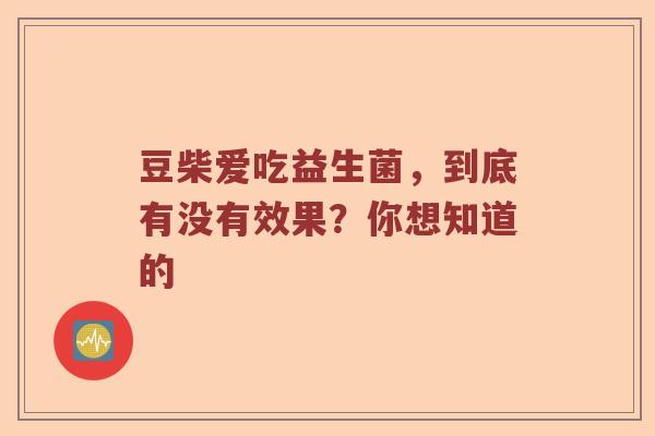 豆柴爱吃益生菌，到底有没有效果？你想知道的